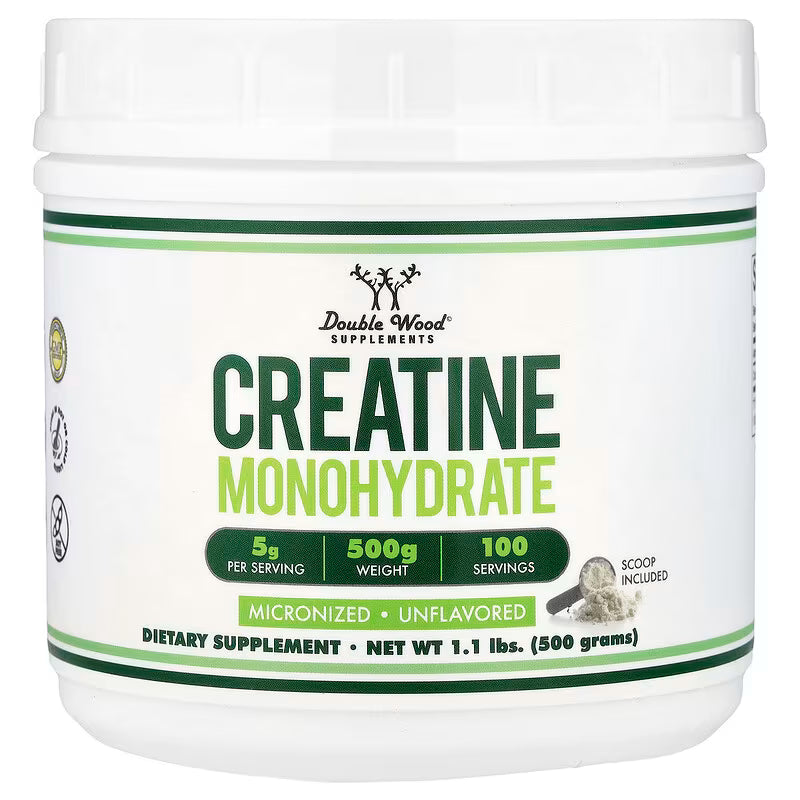 Double Wood, Creatine Monohydrate Powder, Unflavored, 1.1 lbs (500 g)
