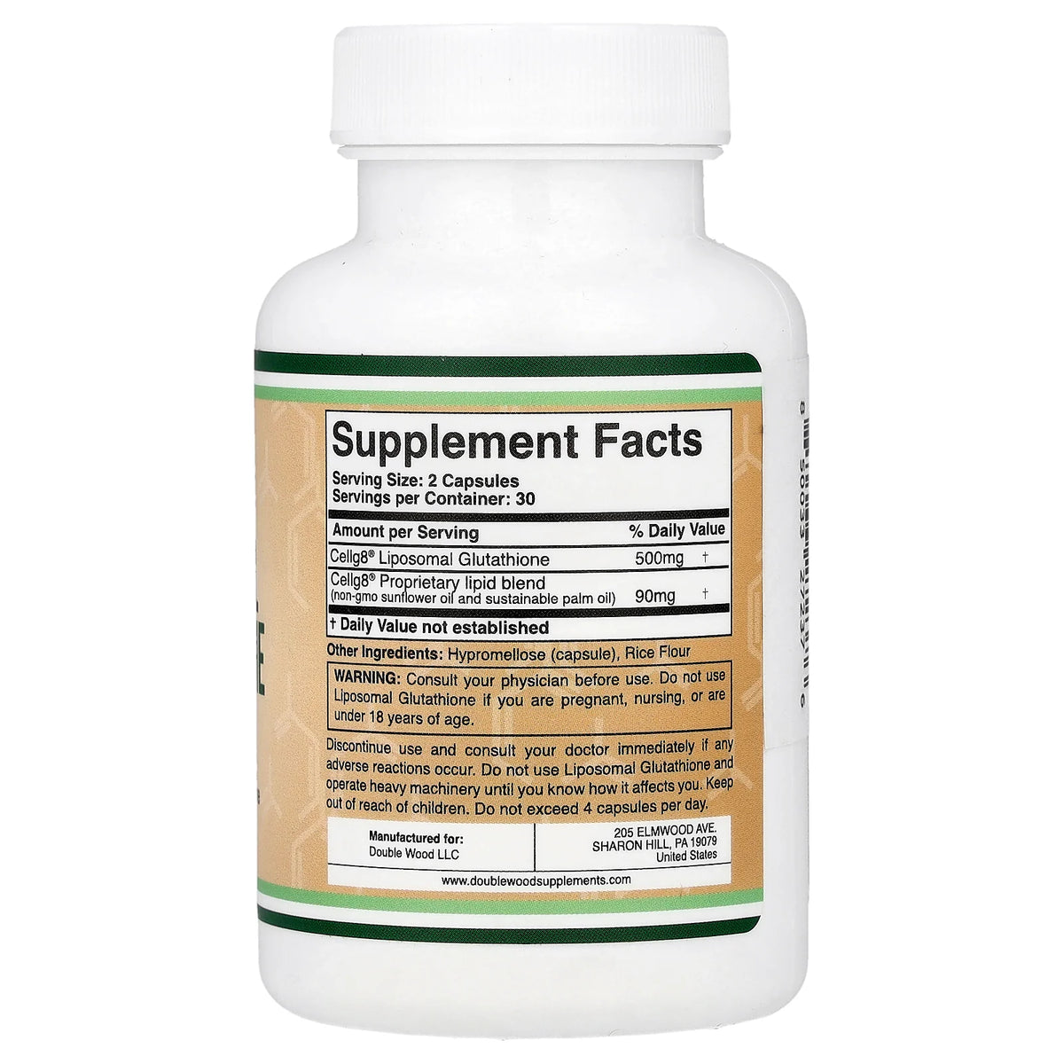 Double Wood Supplements, Liposomal Glutathione, 60 Capsules