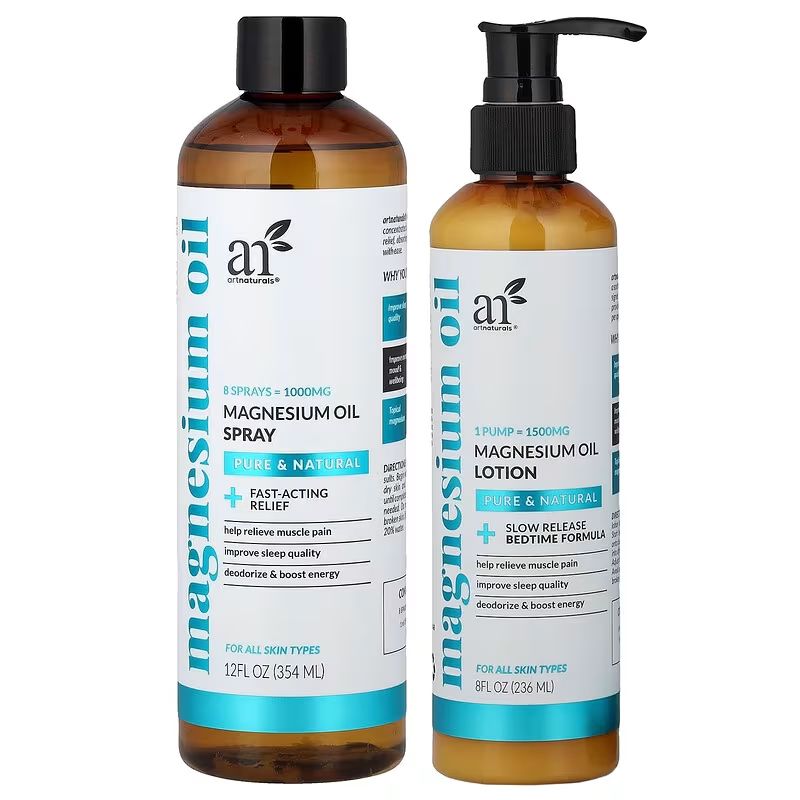 artnaturals Magnesium Oil Spray and Lotion , 12oz -8oz
