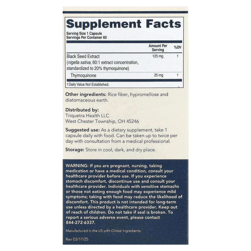 Triquetra Health, TQ4X® Black Seed Extract, 60 Capsules
