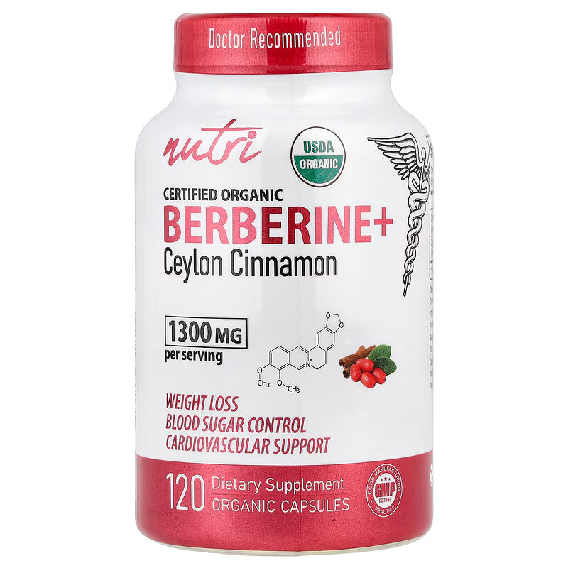 Nutri, Organic Berberine + Ceylon Cinnamon, 120 Organic Capsules