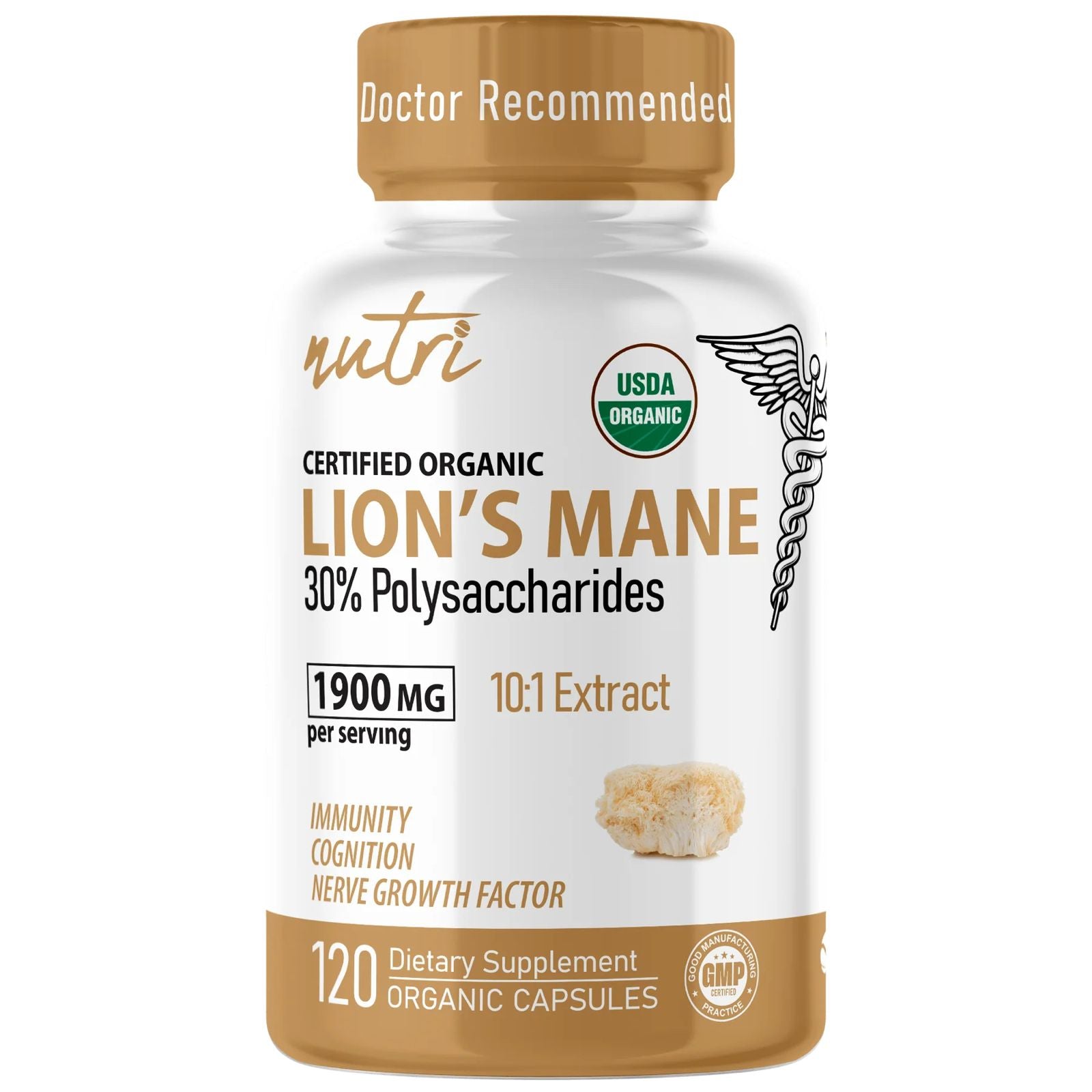 Nutri, Organic Lion's Mane, 10:1 Dual Extraction, 1,900 mg (633mg)